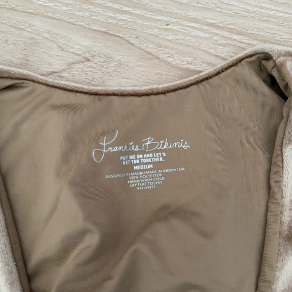 Frankies Bikinis Medium Suki Crushed Velvet Set Tan Beige Swim Minimal Cheeky